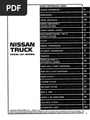 日産ハードボディ1997  D21オーナーズマニュアルメンテナンスブック　希少品 1997 Nissan D21 Service Manual | PDF | Systems Engineering