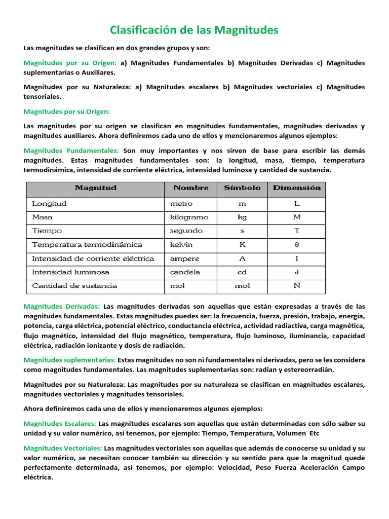 Clasificación de Magnitudes Físicas | PDF