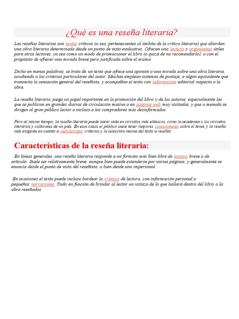 Qué es una reseña literaria | PDF
