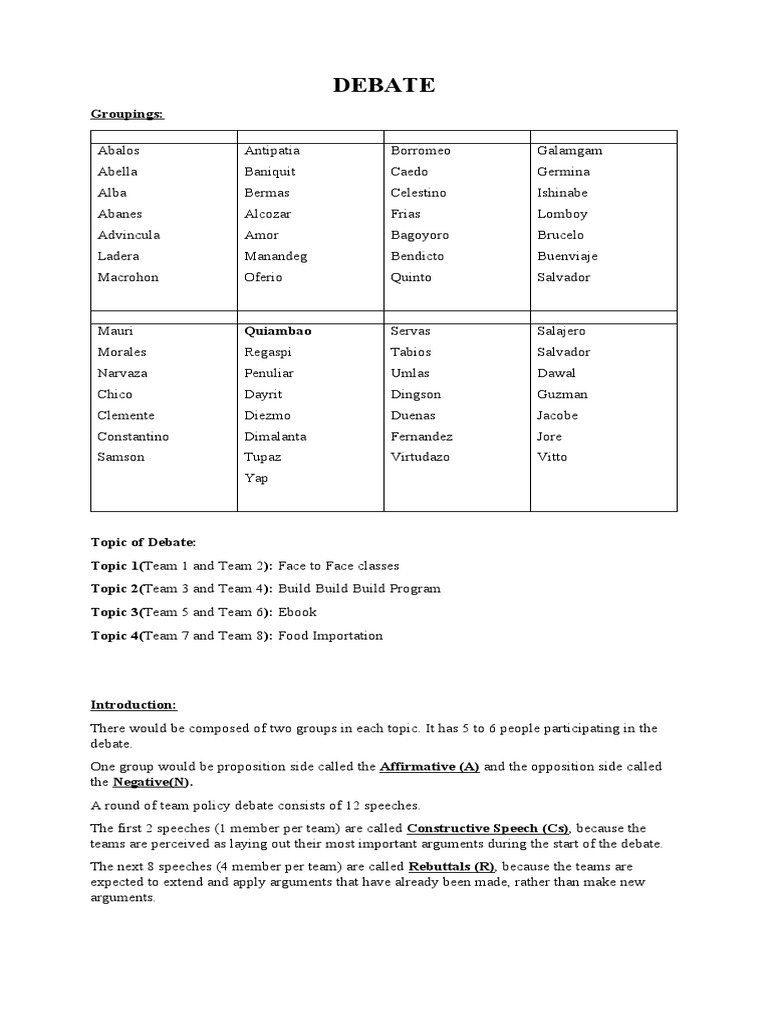 Debate Structure and Guidelines | PDF | Argument | Understanding