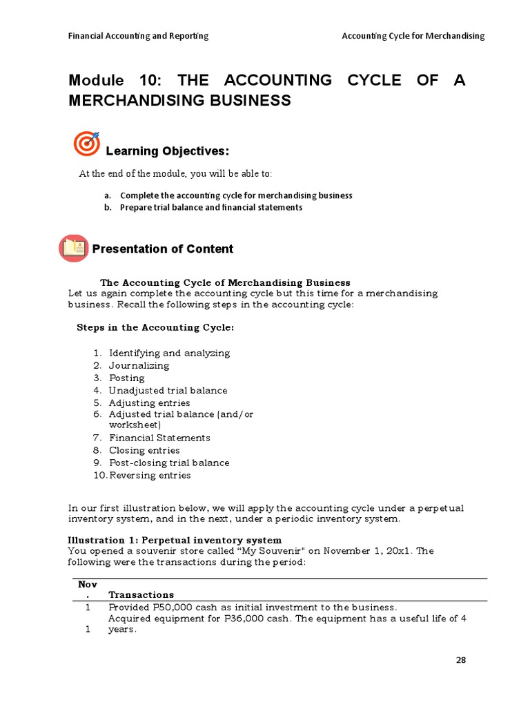 Accounting Cycle for Merchandising Business | PDF | Debits And Credits ...
