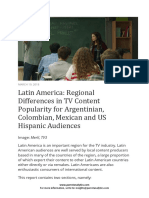 Regional Differences in TV Content Popularity For Argentinian, Colombian, Mexican and US Hispanic Audiences