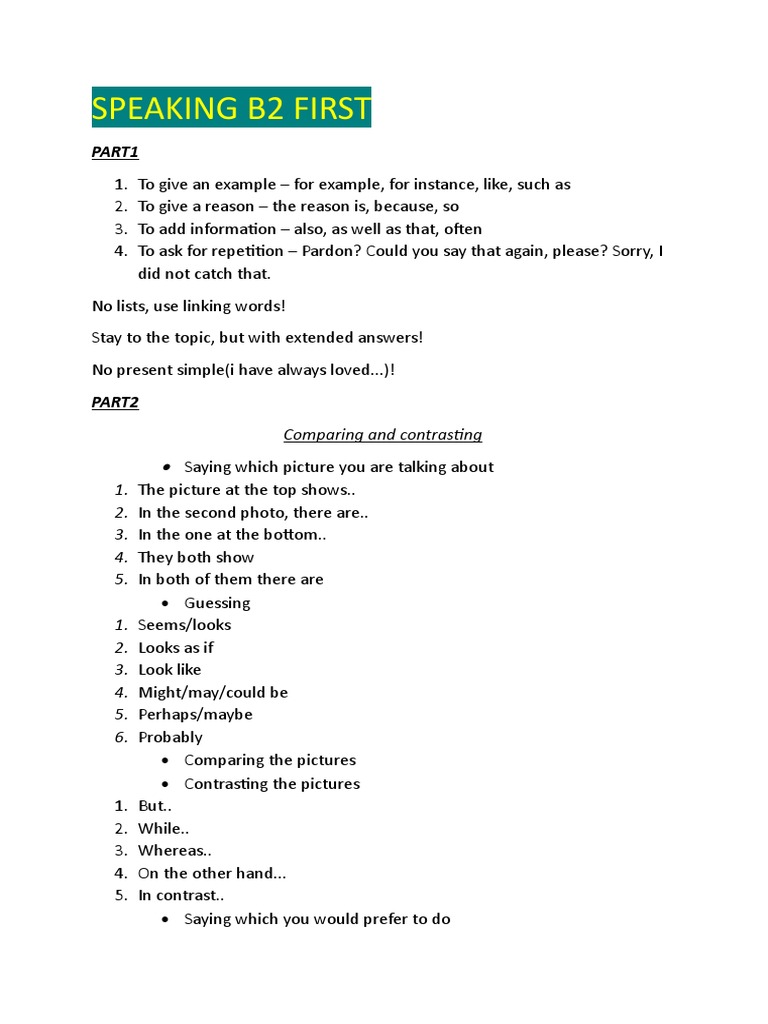 Speaking B2 First Pdf