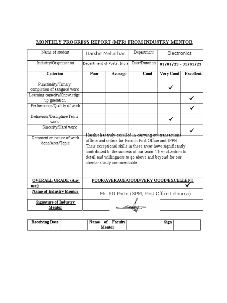 Monthly Progress Report Template | PDF