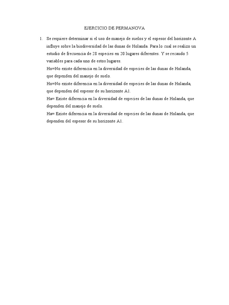 Ejercicio de Permanova | PDF