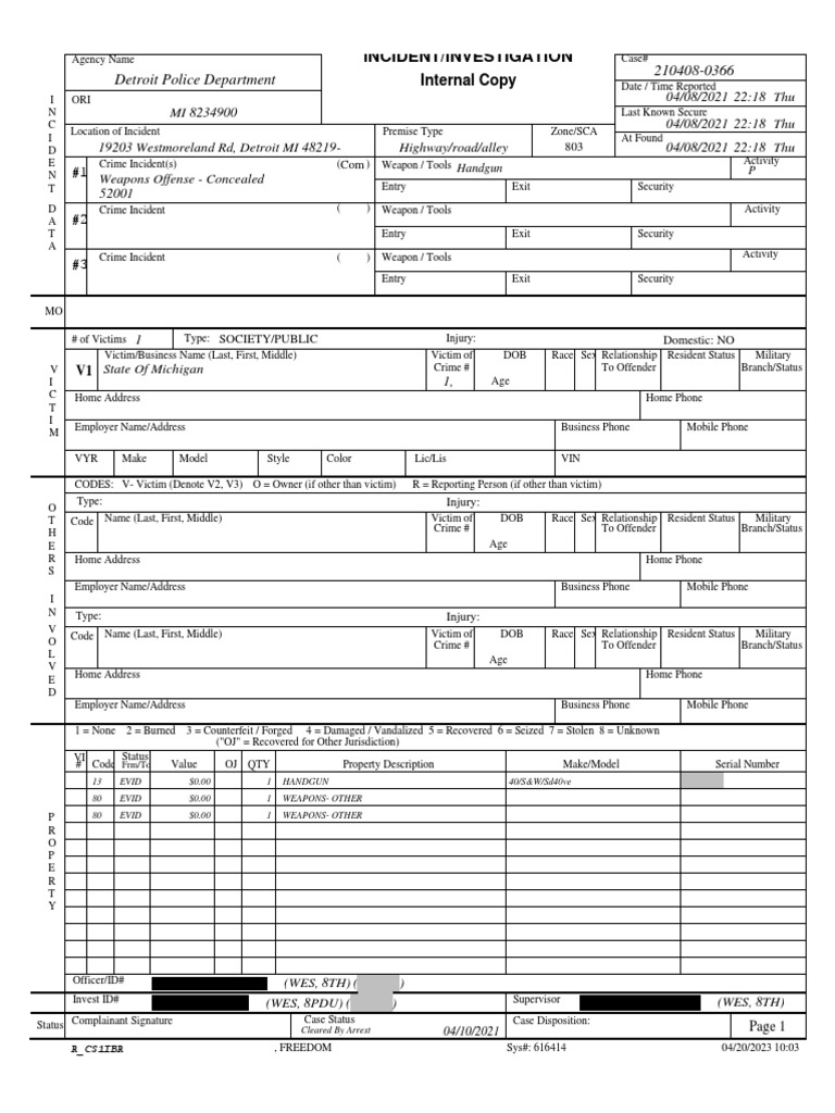 CCW Arrest Incident Report | PDF | Cartridge (Firearms) | Firearms