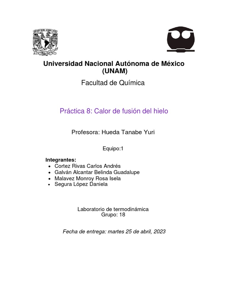 Calor de Fusión del Hielo en Termodinámica | PDF | Calor | Calor latente