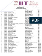 PG Admissions Department of Electrical Engineering: Mtech - Mpharm Systems Engineering List of Shortlisted Candidates