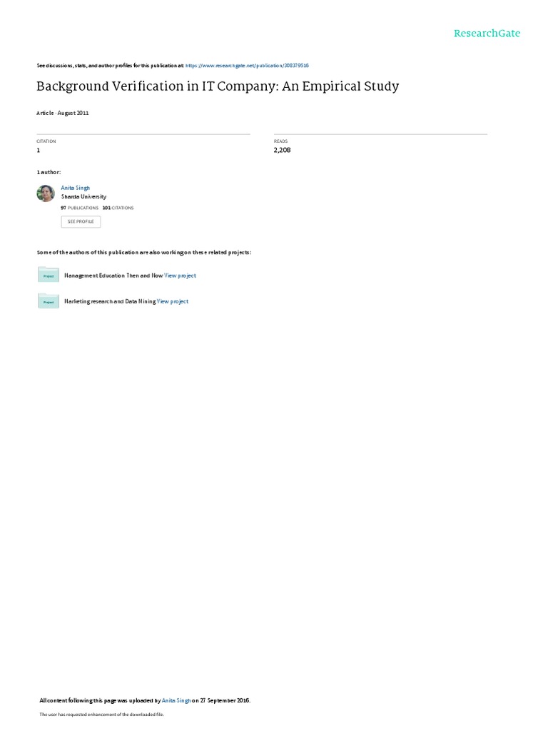 Background Verification Research 8 Pages | PDF | Background Check ...