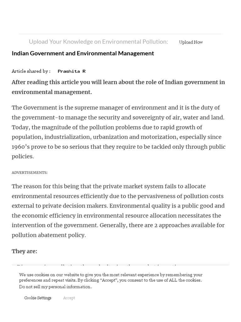 Indian Government and Environmental Management | PDF | Environmental ...