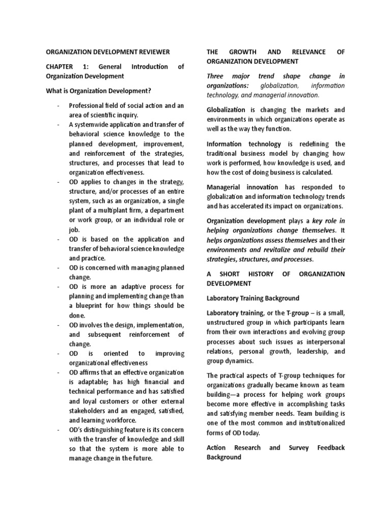 Navigating Organizational Change: An Overview of Organization ...