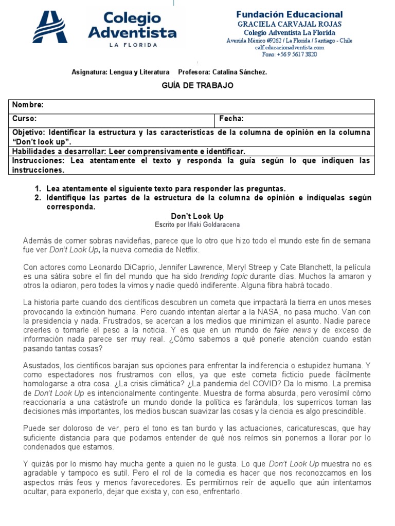 Guía de Trabajo Columna de Opinión | PDF 