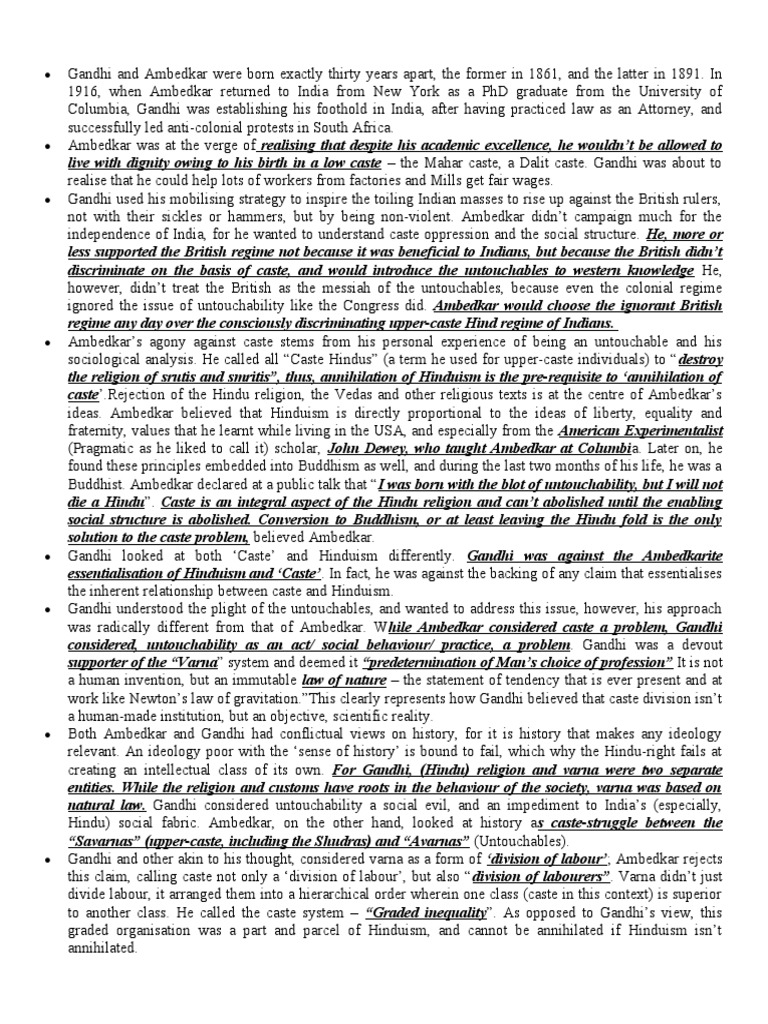 BR Ambedkar Notes | PDF | Dalit | Mahatma Gandhi