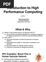 Introduction To High Performance Computing: Unit-I