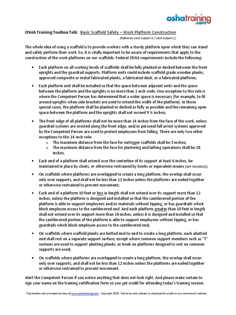 Tbt Scaffolding Safety8 Pdf Scaffolding Occupational Safety And