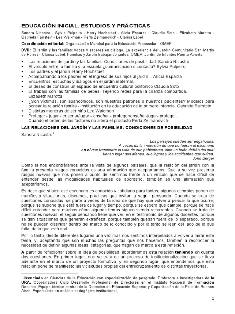 Vínculo entre Familias y Jardines Infantiles | PDF | Educación de la ...