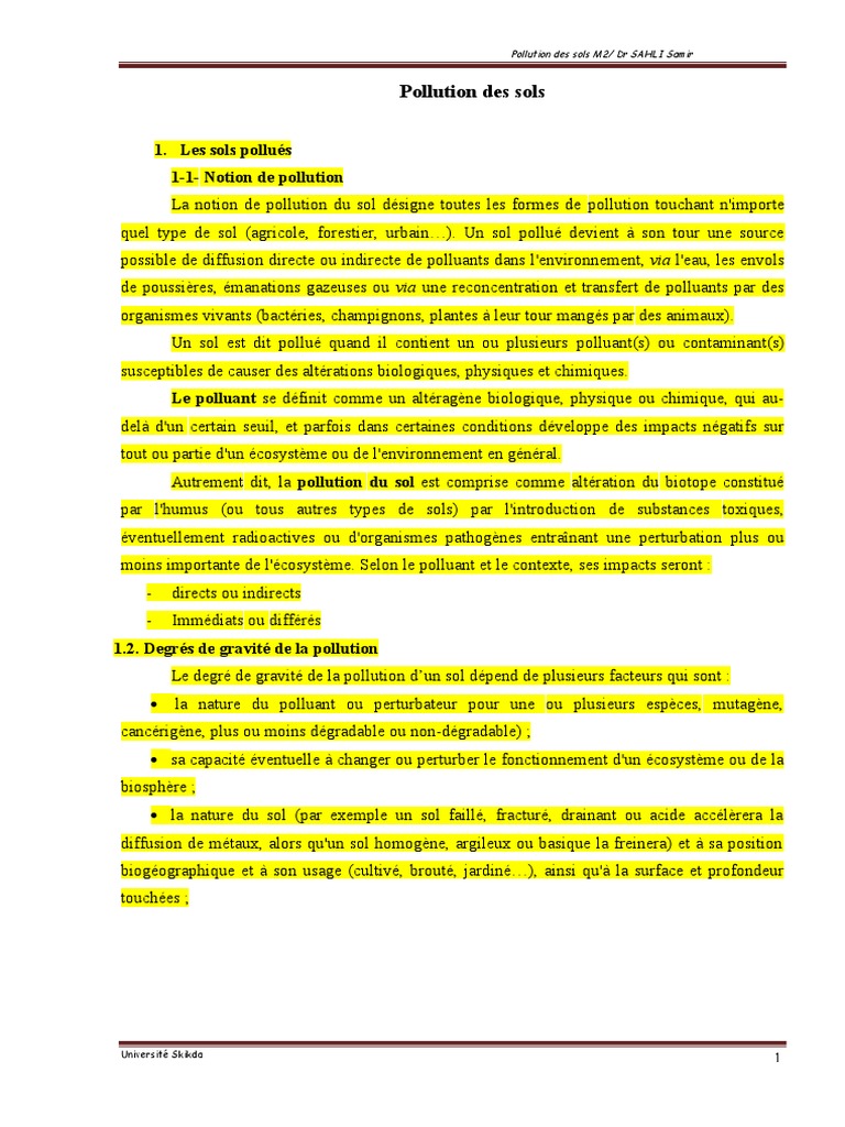 Pollution des sols : causes et impacts | PDF | la pollution | Sol ...