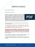 Carta Informativa Sobre El Avance de Matrícula Al 21022023