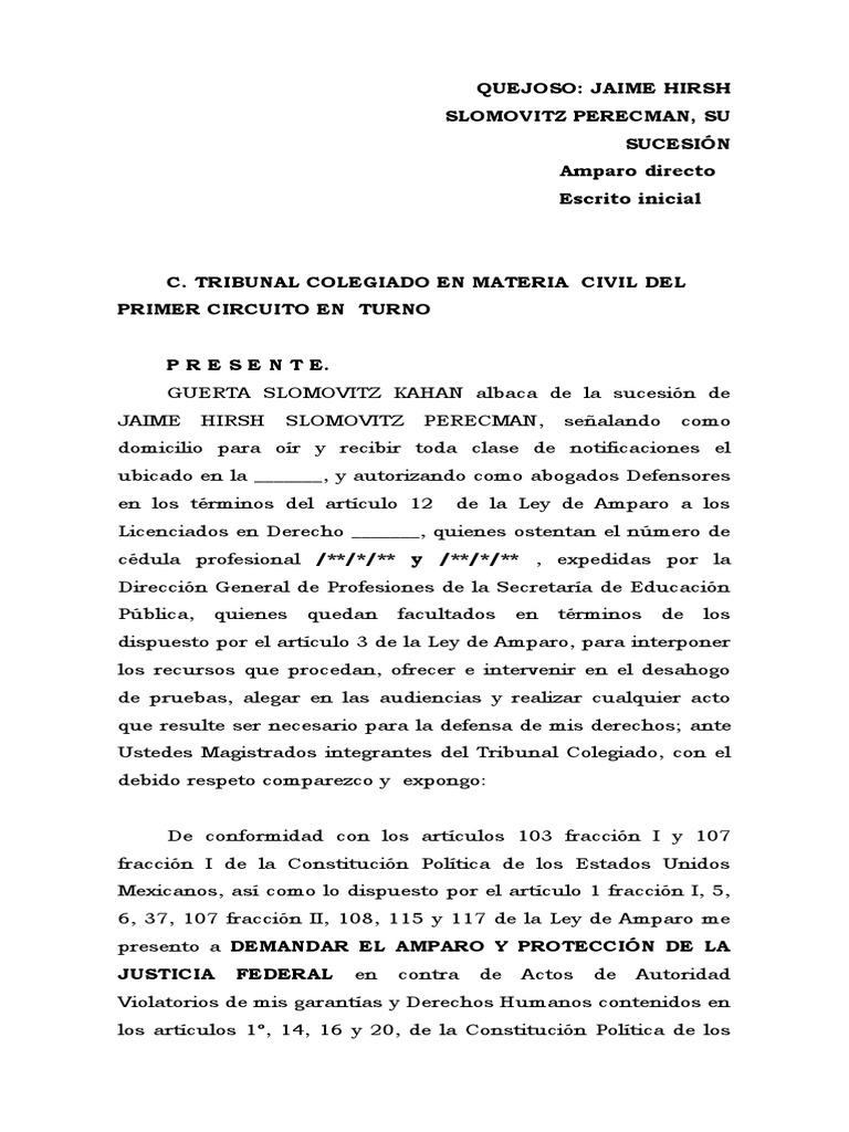 Amparo Directo en Materia Familiar | PDF | Caso de ley | Sentencia (ley)