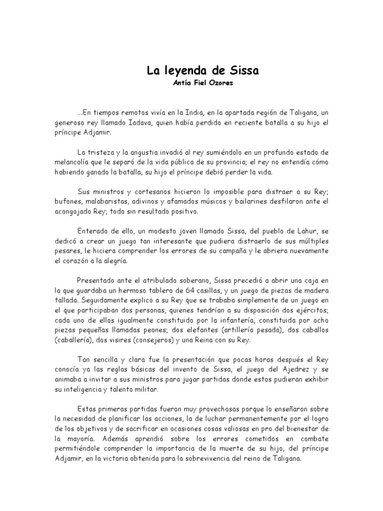 La Légende De Sissa Exercice Corrigé