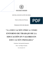 La Educación Física Como Entorno de Trabajo de La Educación en Valores en Educación Primaria