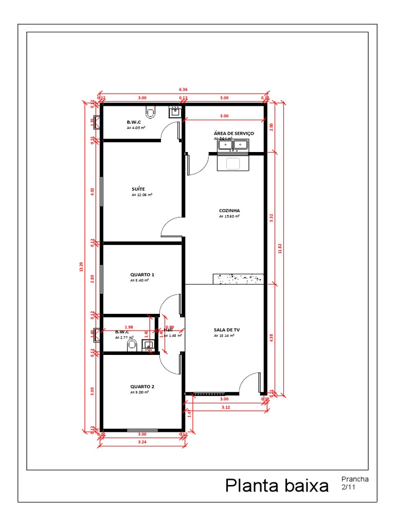 Planta Baixa de Casa com 3 Quartos | PDF