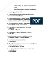 Qué Tanto Sabes Acerca Del 07 de Agosto de 1819