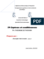 TP Capteurs Et Conditionneurs: Tp1: Theoreme de Thevenin