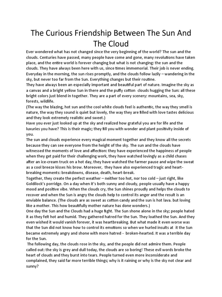 The Sun and Cloud: A Timeless Friendship | PDF | Sky