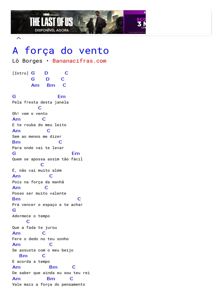 A Força Do Vento - Lô Borges - Simplificada | PDF