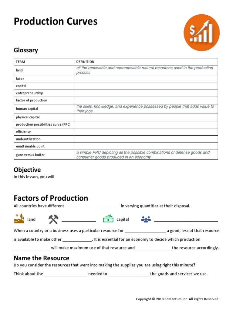 Guided Notes - Production Curves | PDF | Factors Of Production | Resource