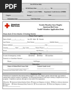 Greater Houston Area Chapter American Red Cross Youth Volunteer Application Form