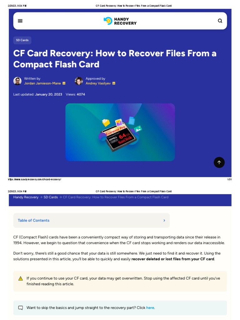 CF Card Recovery How To Recover Files From A Compact Flash Card PDF