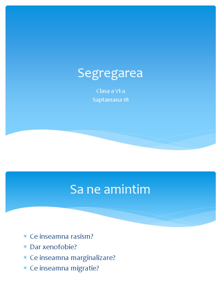 Cls 6 - Sapt 18, Segregarea | PDF