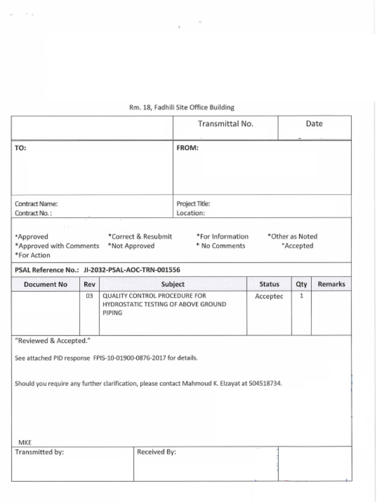 Hydro Test For Above Ground Procedure PDF