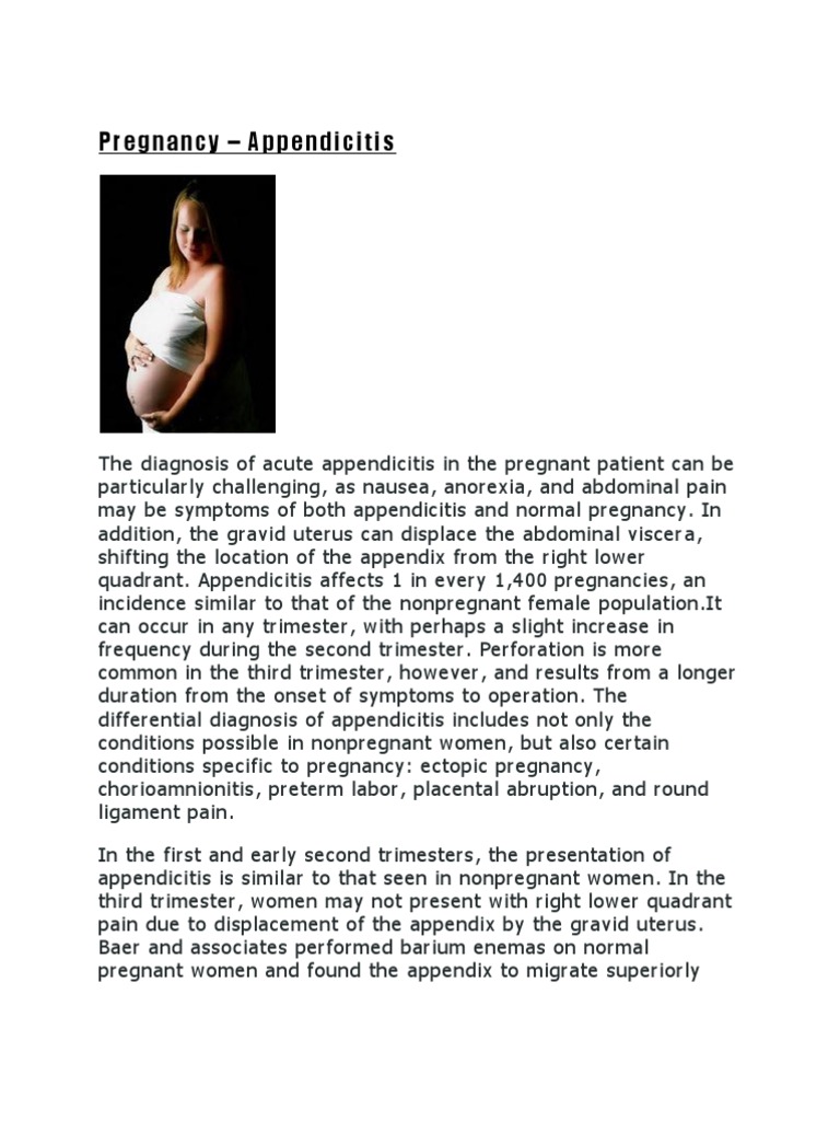 Appendicitis Diagnosis in Pregnancy | PDF | Pregnancy | Fetus