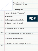 Atividade de Português - Interpretação de Crônica