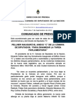 Comunicado de Prensa: Fellner Inauguró El Anexo "C" de La Cámara de Diputados, "Para Dinamizar La Tarea Parlamentaria"