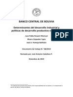 Banco Central de Bolivia: Determinantes Del Desarrollo Industrial y Políticas de Desarrollo Productivo en Bolivia
