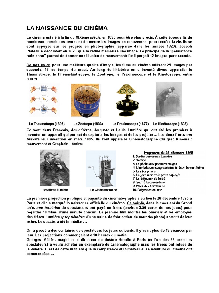 Naissance du cinéma en 1895 | PDF