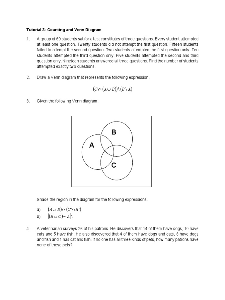 Tutorial 3 - Counting and Venn Diagrams | PDF