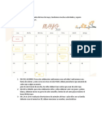 Calendario de actividades mayo colegio con fechas feriado reunión apoderados celebraciones