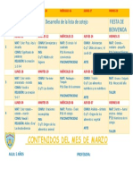 Contenidos Del Mes de Marzo: Desarrollo de La Lista de Cotejo Fiesta de Bienvenida