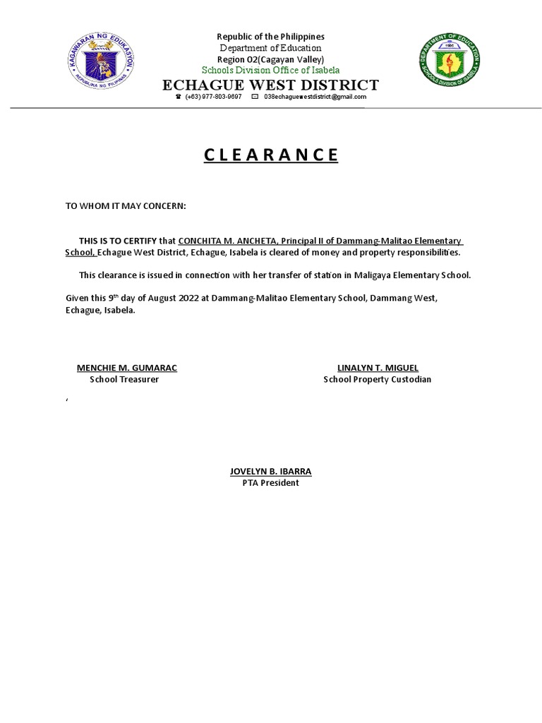 CLEARANCE Chit | PDF