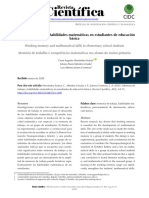 Memoria de Trabajo y Habilidades Matemáticas en Estudiantes de Educación Básica