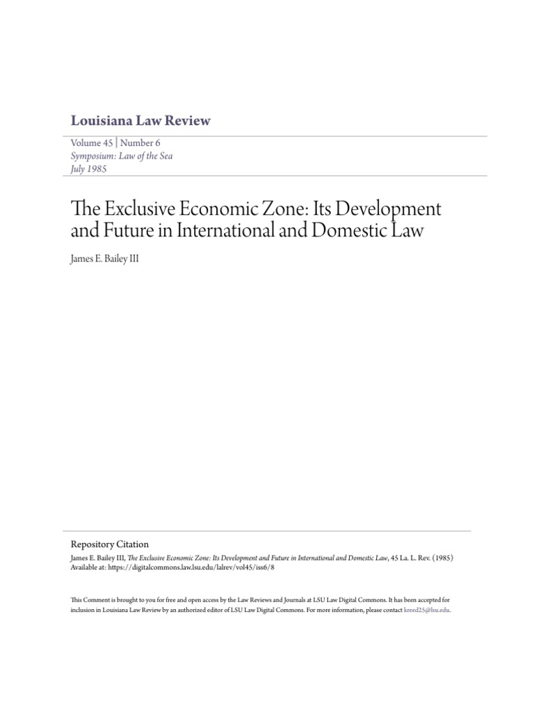 The Exclusive Economic Zone Its Development and Future in