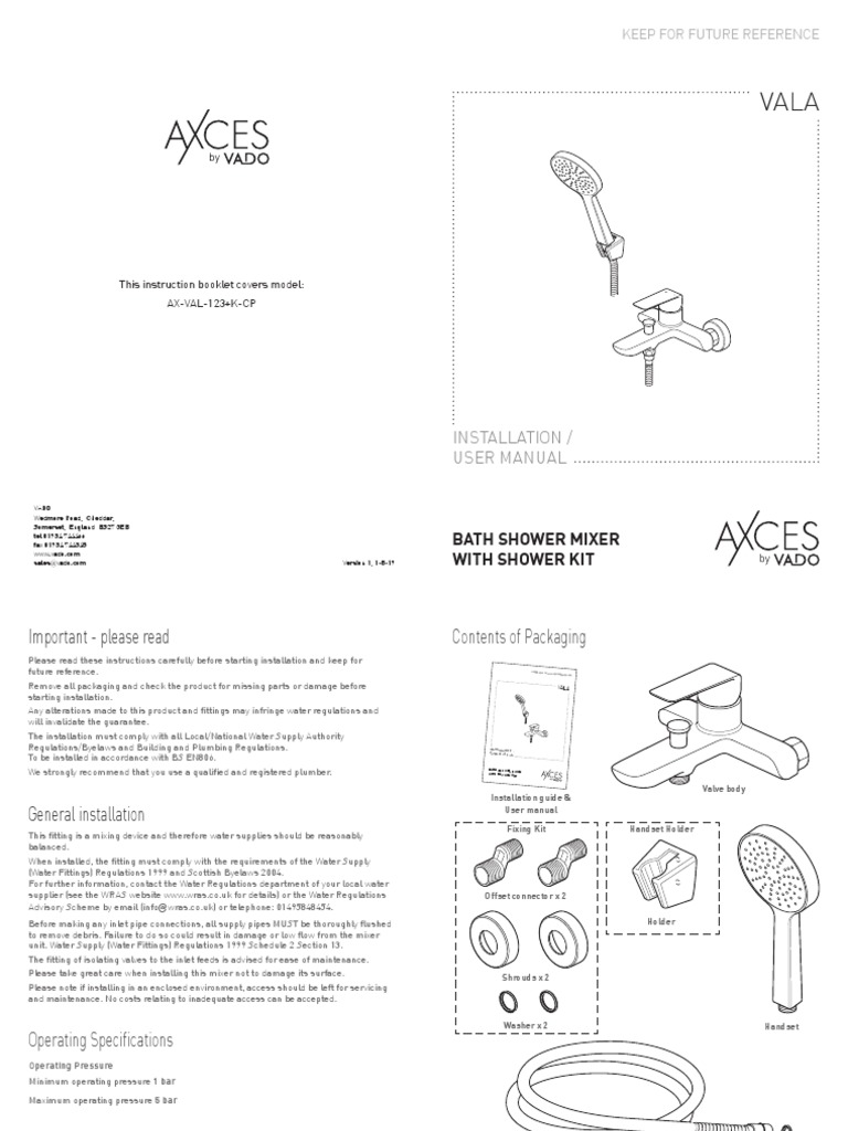 AX-VAL-123+K-CP Installation Guides WEB | PDF | Plumbing | Valve