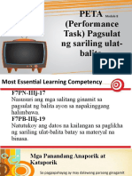 Peta (Performance Task) Pagsulat NG Sariling Ulat-Balita