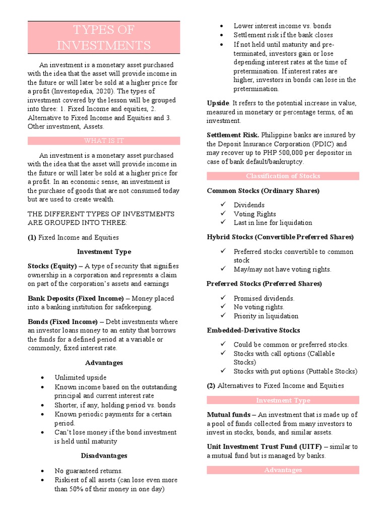 Business Finance Q2 Notes | PDF | Investing | Stocks