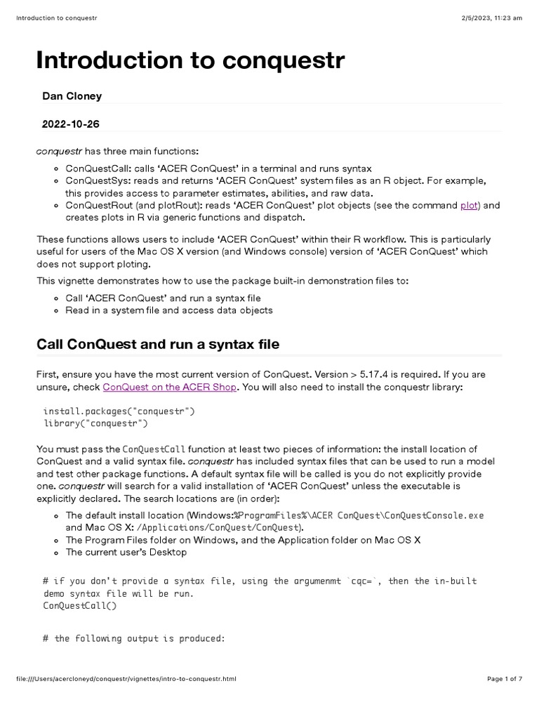 Introduction to conquestr Package | PDF | Computer File | Computer Science